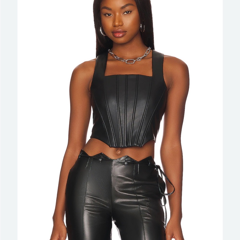 Black Leather Women's Top